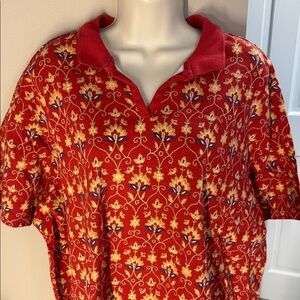 Classic Elements patterned v neck top